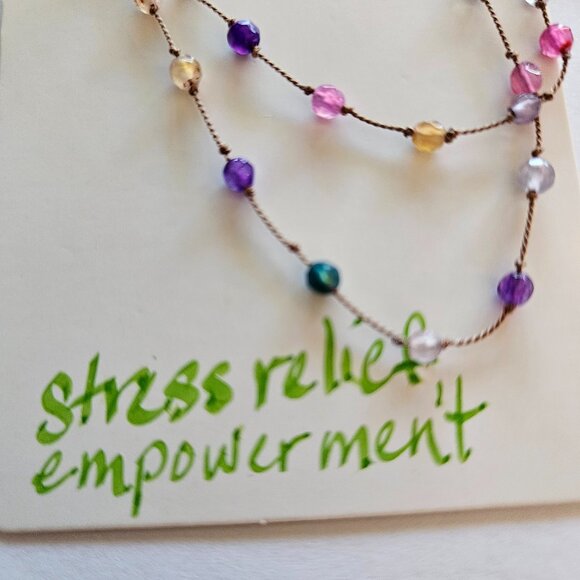 NWT Multi Color Tourmaline Hand Knotted Silk Cord Necklace 14kGF Clasp - Picture 6 of 7